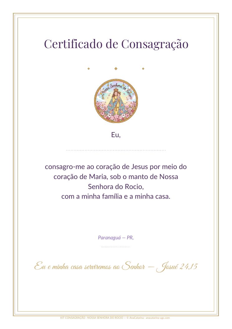 Certificado de Consagração